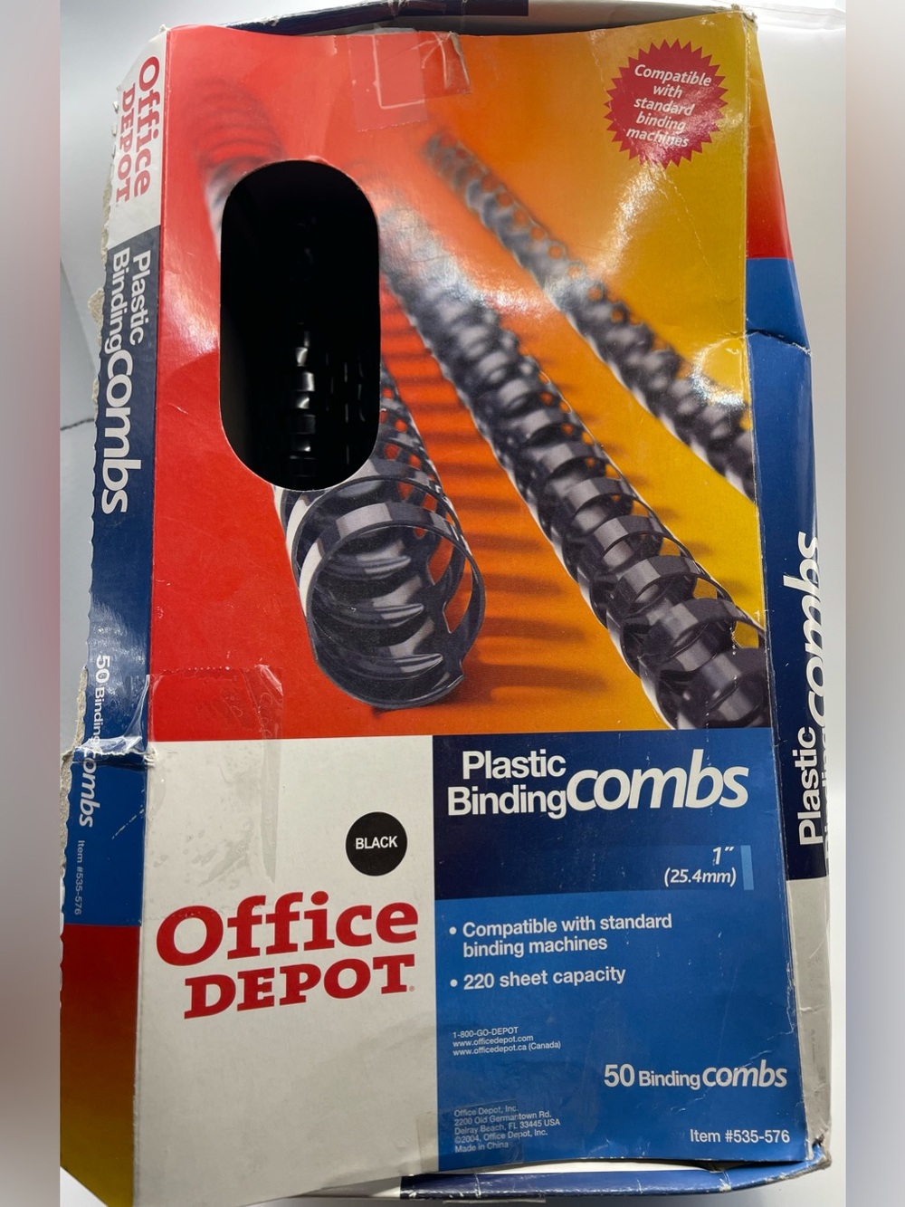 Office Depot Brand 1" Binding Combs, 220-Sheet Capacity, Black, Pack of 21
